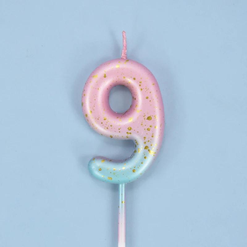 Gâteau d'anniversaire décoré, bougie numérique colorée interstellaire, bougie délicate de couleur bonbon pour enfants, numéro de 0 à 9, décoration de fête