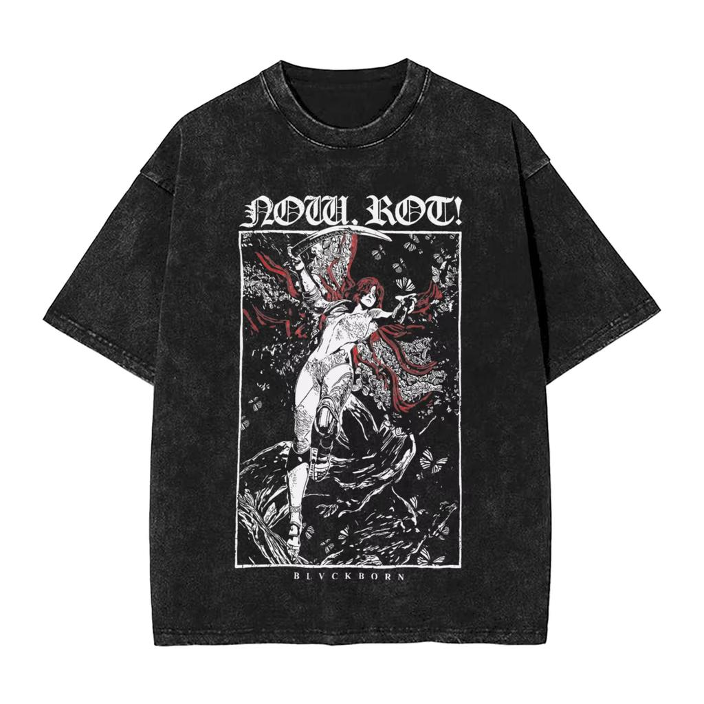 Camisetas Lavadas R-Rings Radahn E-Eldening Streetwear Hip Hop Casual Camisetas para Homens Mulheres Manga Curta Gráfico