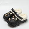 New velvet hole shoes women's winter non-slip outer wear cotton shoes heightened thick-soled home removable cotton slippers