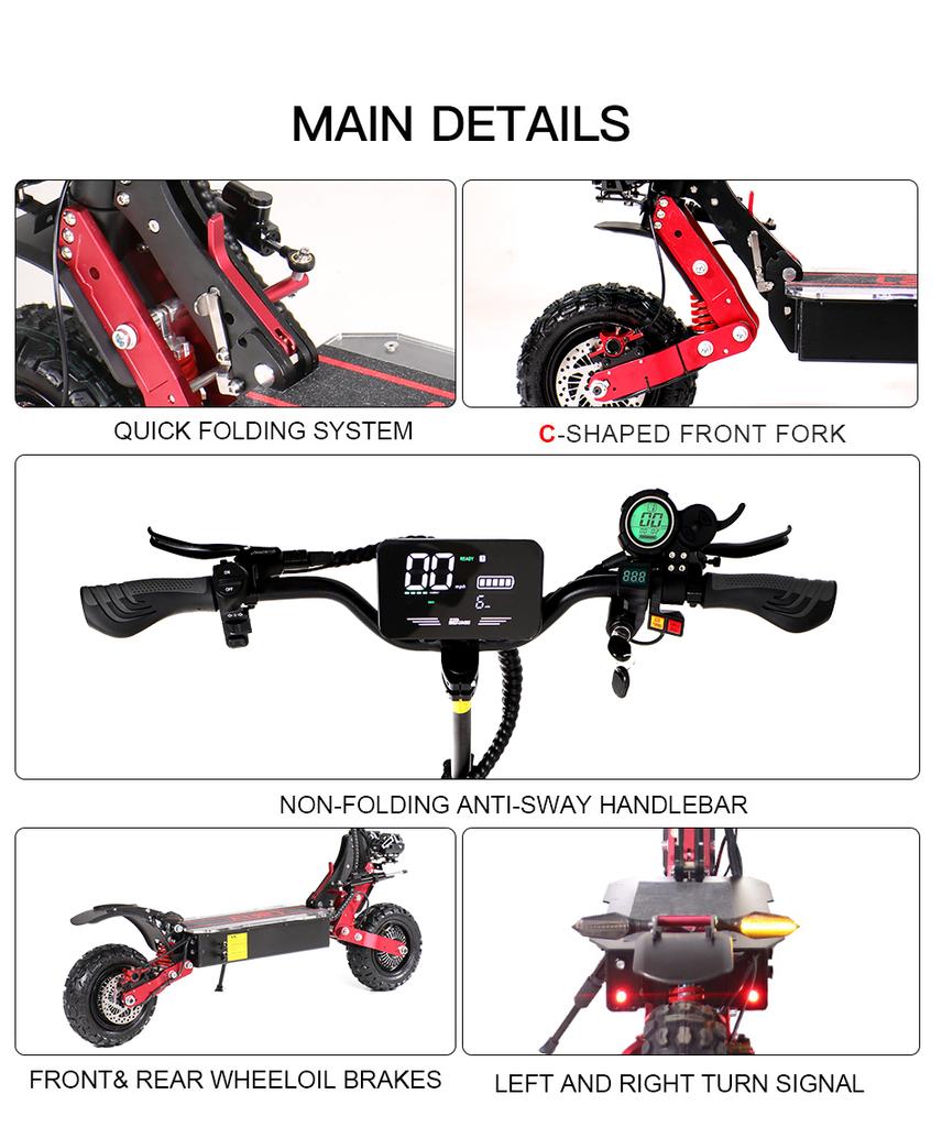 2025 EU-Certified RS7 Hot Sale 3800W Dual Motor 52V 38AH Electric Scooter 80KM/H Top Speed 70KM Range Foldable for Ultimate Mobi