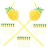 Lurrose 150 Pineapple Straws, Fruit Party Straws, Tropical Paper Straws, Flamingo Straws, Luau Party Straws, Hawaiian Straws, Wine Ties