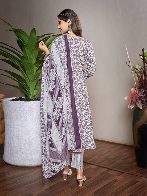 Women Cotton Blend Kurta Pant Dupatta Set Indian Pakistani Salwar Kameez Party Wear Kurti