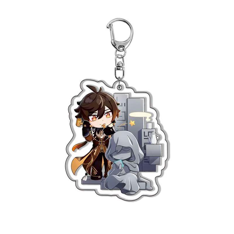 Genshin Acrylic Keychain Sweet Rain Walnut Monster Cartoon Pattern Anime Pendant