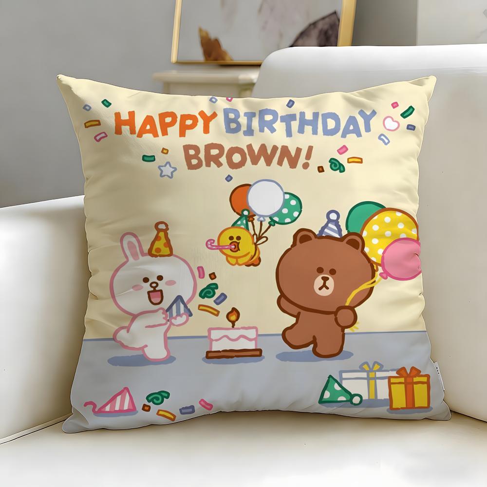 popular cartoon brand LINE friends Cushion Cover Soft & Easy-Wash Pillow Case – Versatile for Couch, Bed, Travel and Office