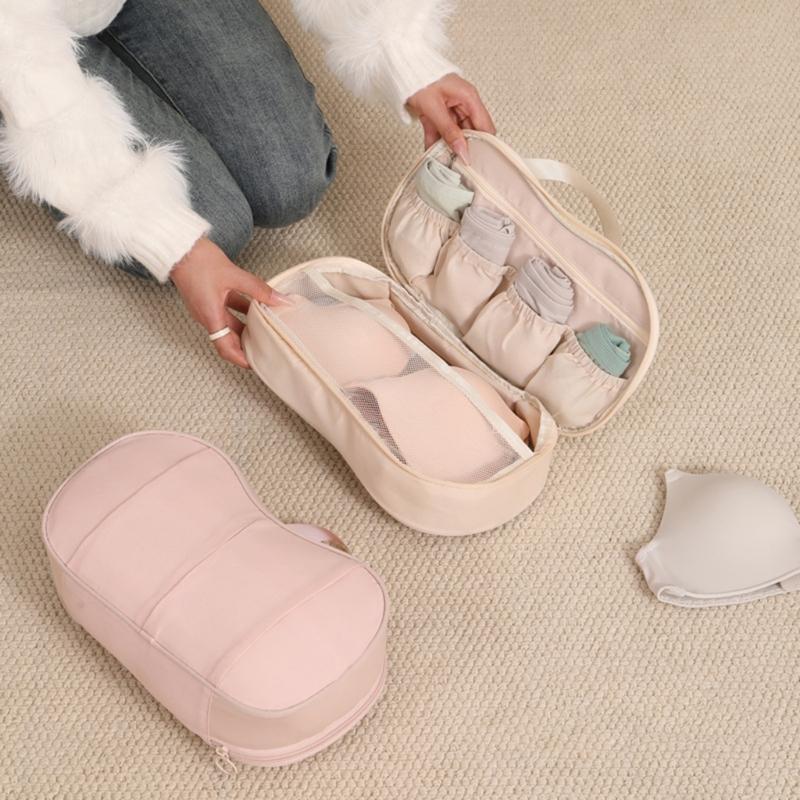 1 Piece Compact Lingerie Travel Case For Bras Panties Socks Multiple Pocket Design Portable Foldable Holiday Storage Accessory
