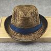 Foldable raffia top hat fashionable outdoor leisure summer straw weaving small fresh women's men's hat big head circumference