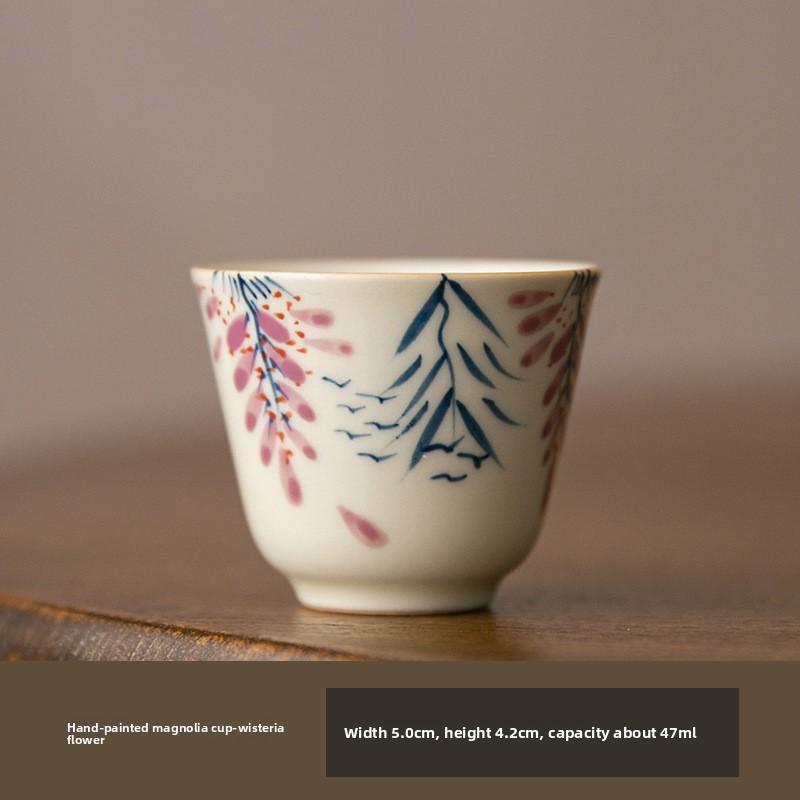 Hand-painted Ceramic Tea Cup, Kung Fu Tea Set, Master Cup, Peach Handmade Tea Cup, Home and Office Fragrance Cup