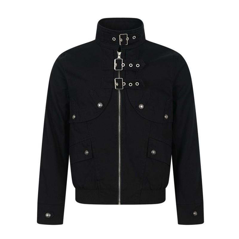 Mens High Neck Zip-Up Jacket With Structured Cut Deconstructed Patchwork Design Streetwear Style Fall Lightweight
