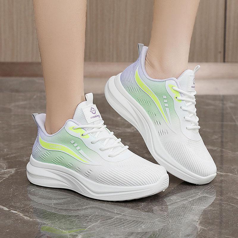 New Mesh Breathable Casual Sneakers - Thick Sole Durable Gradient Color Anti-slip Anti-Odor Soft Bouncing Cushioning Tide Shoes