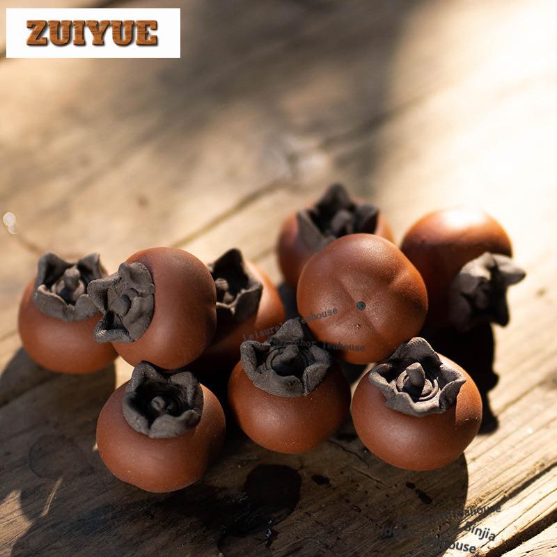 Argilla Viola di Yixing Mini Carino Piccolo Cachi Animale da Tè Lusso Squisito Miniature Statuetta da Tè Giocattoli Giocattoli Statua da Tè Ornamenti