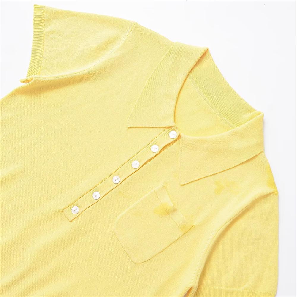 2025 Spring Women's POLO Collar Short-Sleeve Knit Pullover with Pocket