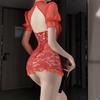 Sex Underwear Velvet and Lace Charming Cheongsam Sex Underwear Sexy Dew Ditch Perspective Suit Women