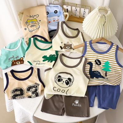 2pcs/set Summer Vest+Shorts Clothing Set Cartoon Lion Pajamas Kids Baby Boys Girls Cotton Casual Tracksuit Clothes Suit 1-6 Years