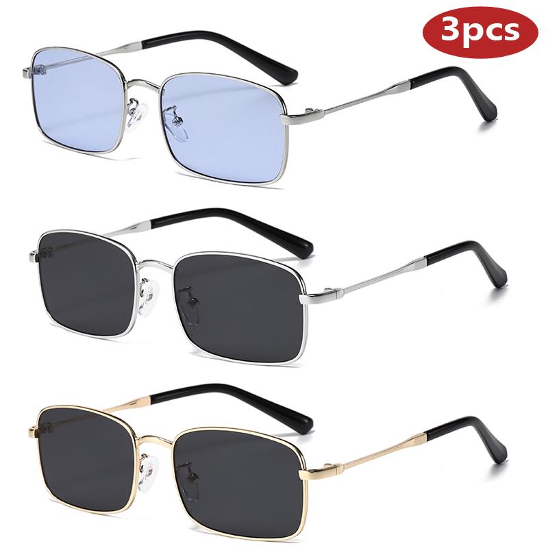 1/3pcs Square Metal Sunglasses UV400 Protection Fashion Men Women Outdoor Sports Luxury Design Eyewear