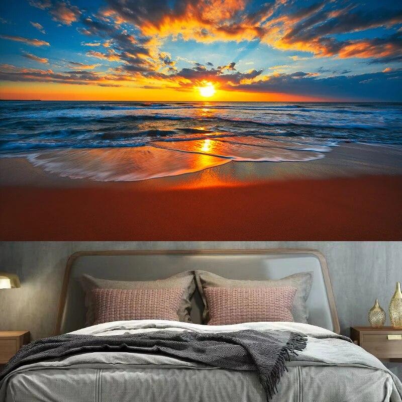 Sunset Peak Natural Landscape Tapestry Wall Hanging Bedroom Dormitory Room  Decoration Background Cloth Home