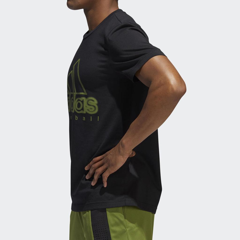 Adidas Large Logo Print Casual Crew Neck Short Sleeve T-Shirt Men Tops Black DZ0664