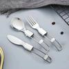 Creative Stainless Steel Folding Salad Spoon Fork Chopsticks Set Portable Outdoor Picnic Kitchen Tableware Household Supplies