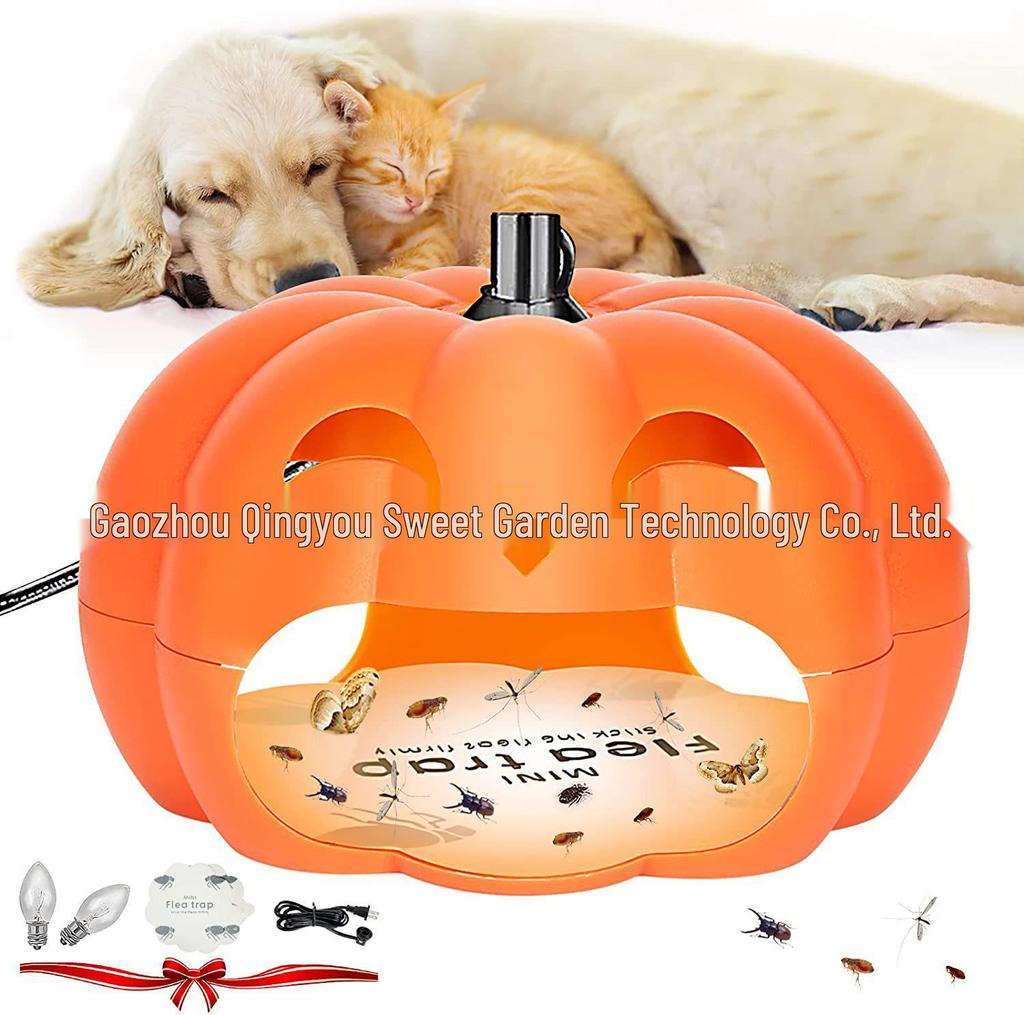 Pumpkin-Shaped Flea Trap Light with Sticky Paper - 5 Sheets Per Pack, Cute Portable Mosquito & Insect Repellent