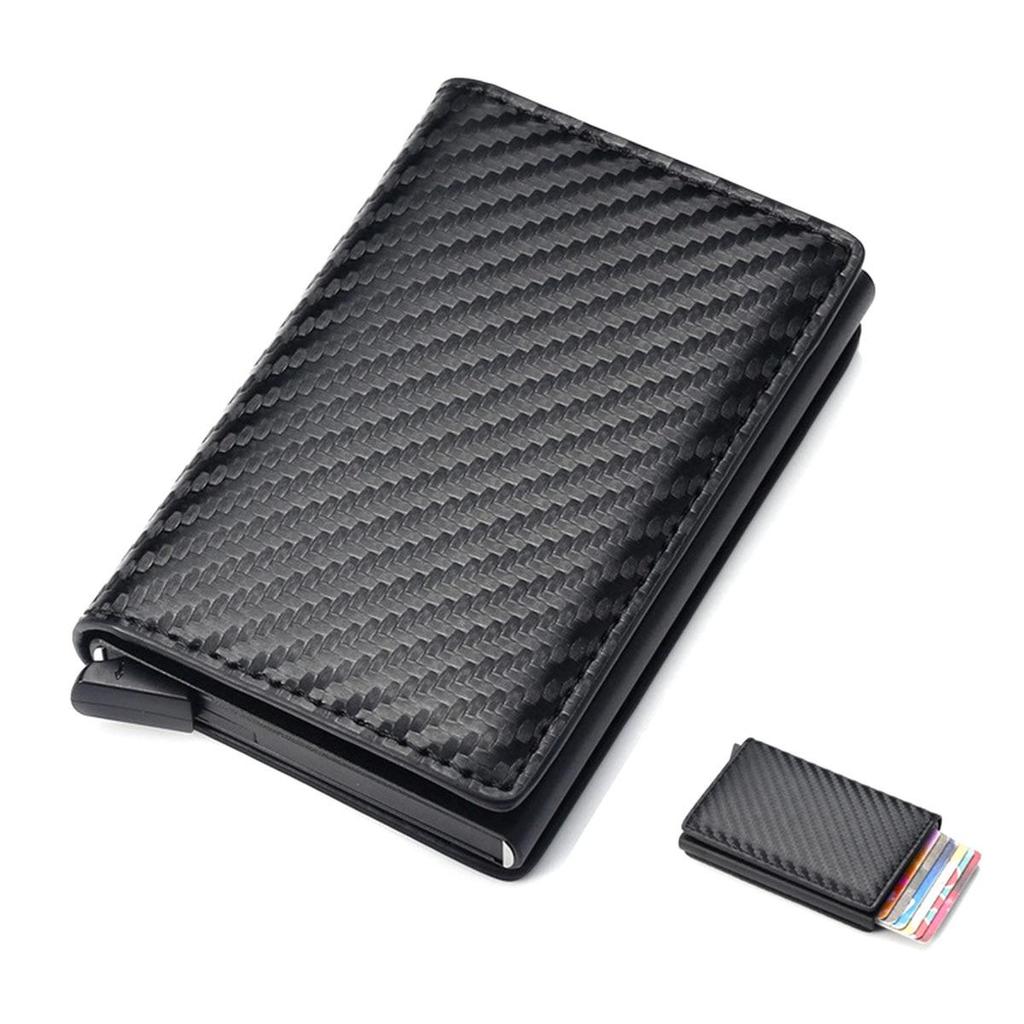 Portefeuille Homme Ultra Fin En Fibre De Carbone - 12x10 Cm, Blocage RFID, Porte-Cartes Minimaliste - Noir - 8