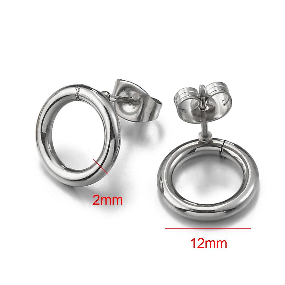 10pcs Stainless Steel Ear Studs Smooth Surface Dangle Earring Base with Hole for Pendant DIY Jewelry Making Accessories Supplies