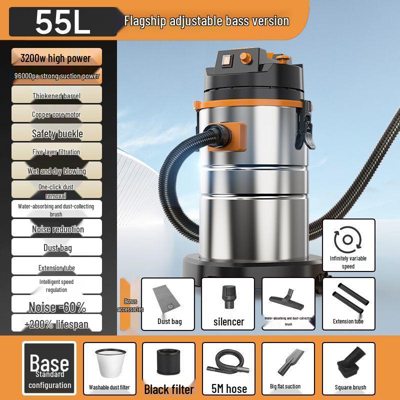 High Suction Vacuum Cleaner for Wet/Dry Use - Ideal for Initial and Grout Cleaning, Car Washing, and Industrial Needs