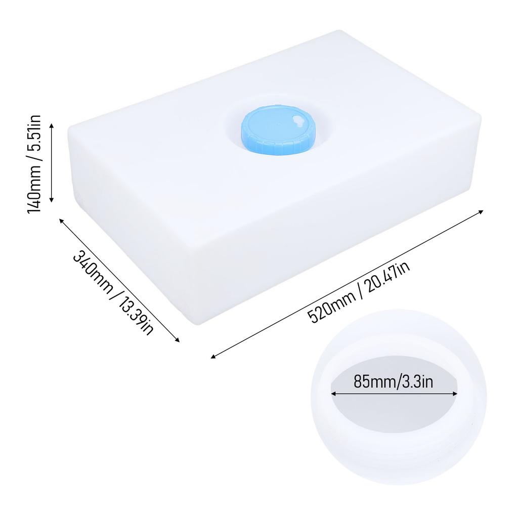 20.47 X 13.39 X 5.51in RV Water Storage Tank LLDPE 5 Gallon Freshwater Tank for Trailer Boat Yacht