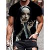 Męska Koszulka z Graficznym Motywem 3D Palącej Zakonnicy Czarna Codzienna Letnia Koszulka Krótki Rękaw Poliester Koszulki Streetwear Vintage Odzież