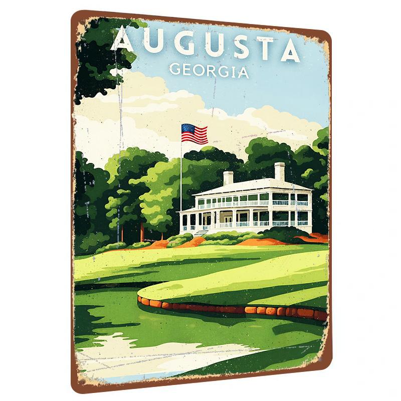 Augusta Georgia Golf Club American Vintage Metal Wall Art Home Decor Hanging Decoration 20x30cm(7.8x11.8inch)