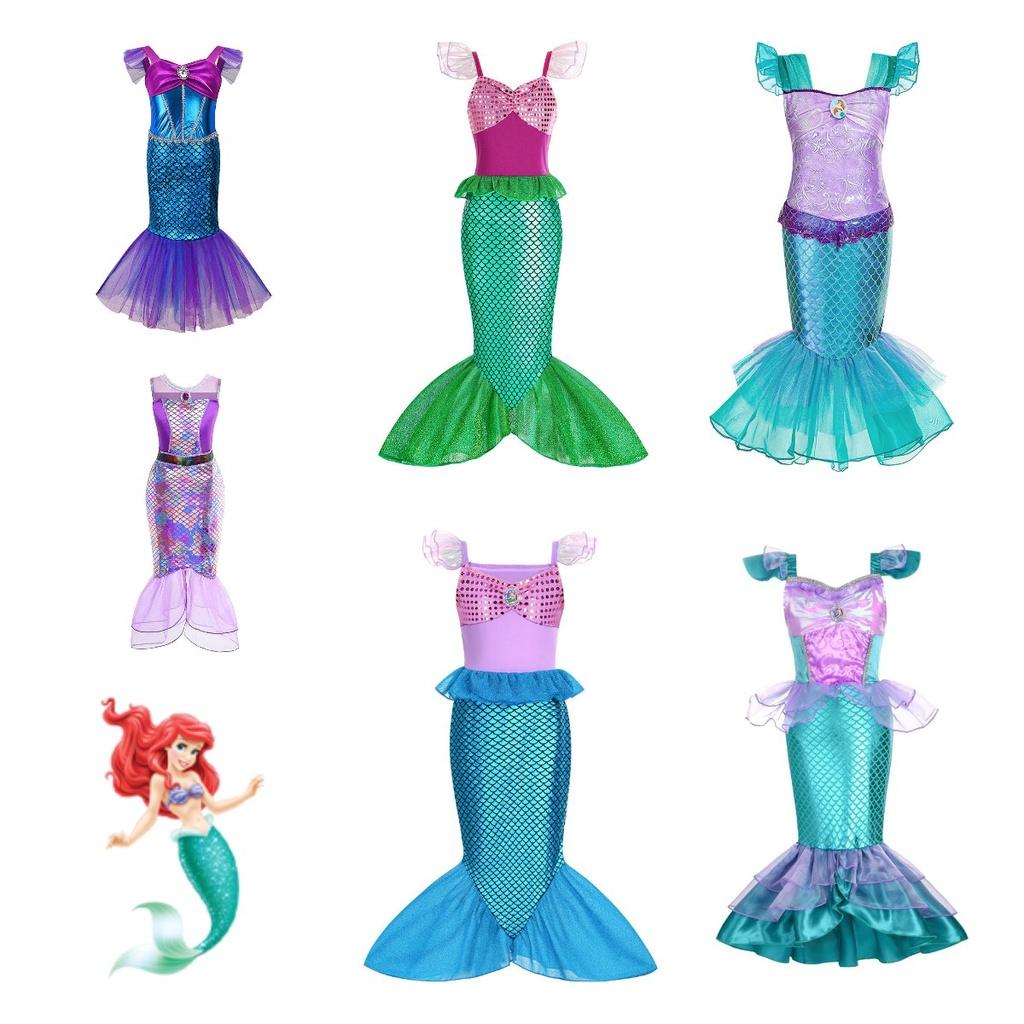Girl's Little Mermaid Ariel Princess Dress Cosplay Costume For Children Beautiful Mermaid Skirt For Girls' Parties And Performances