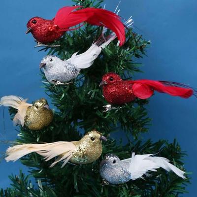 6PCS Statue Simulation Birds Artificial Foam Feathers Birds  For Wedding Christmas Home