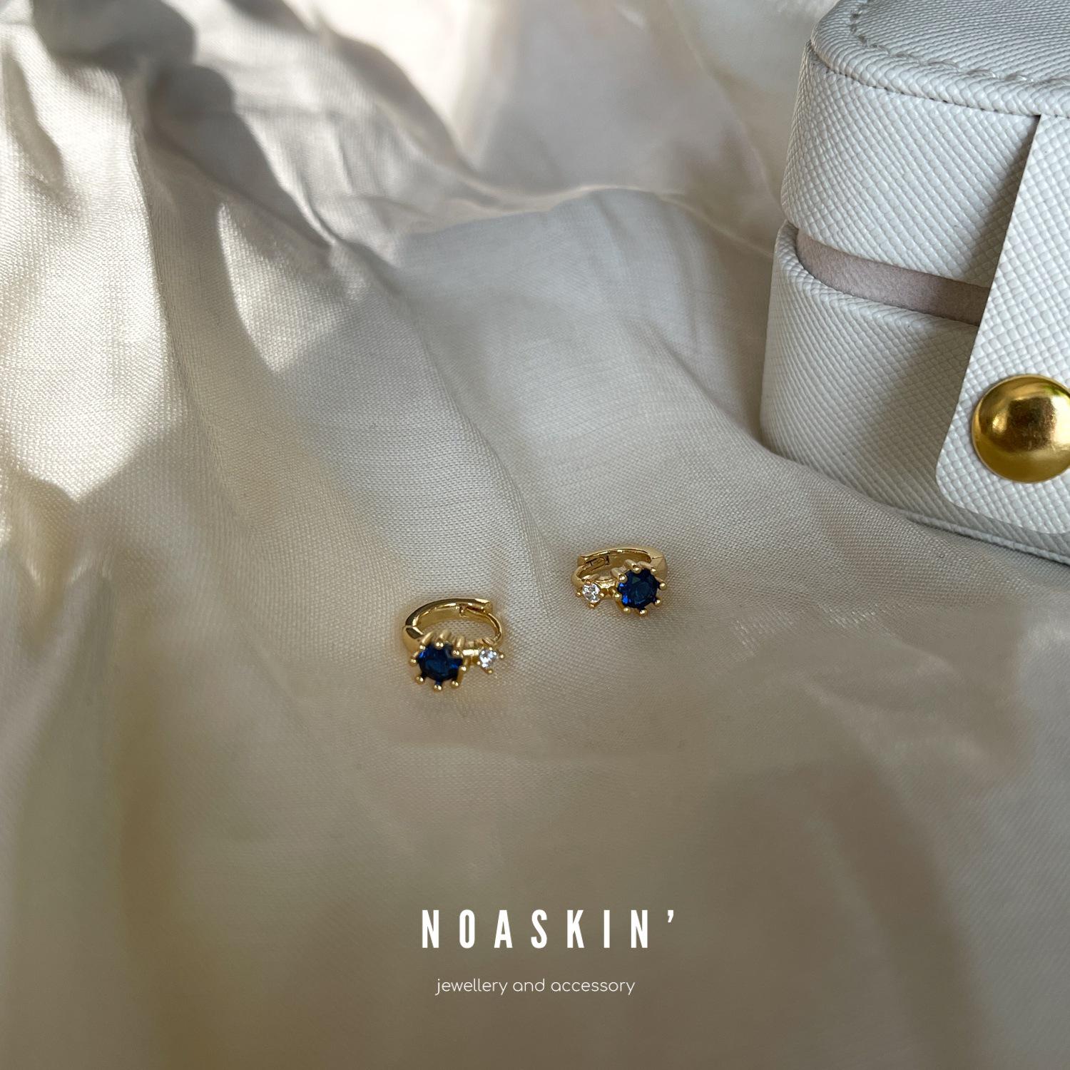 Capri Blue 18K Gold Plated S925 Sterling Silver Hoop Earrings with Ear Cuffs 18K Gold Pair