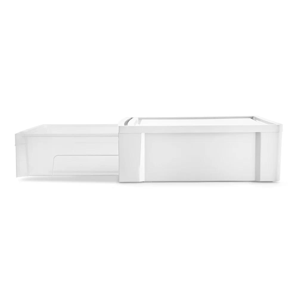Small Stackable Storage Drawer Durable Resin Utility Organizer Clear Front Easy Care Home Office Dorm Apartment 19.75x15.5 X7