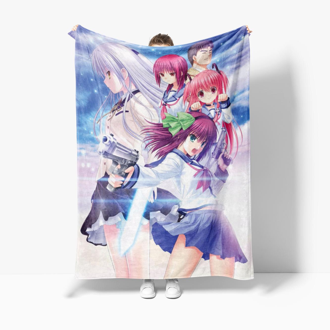 Anime kawaii A-Angel B-Beats Flanne Blanket Soft Comfortable Nap Plush For Iiving Room Sofa Office Bedroom Birthday Home  Gift 75x90cm