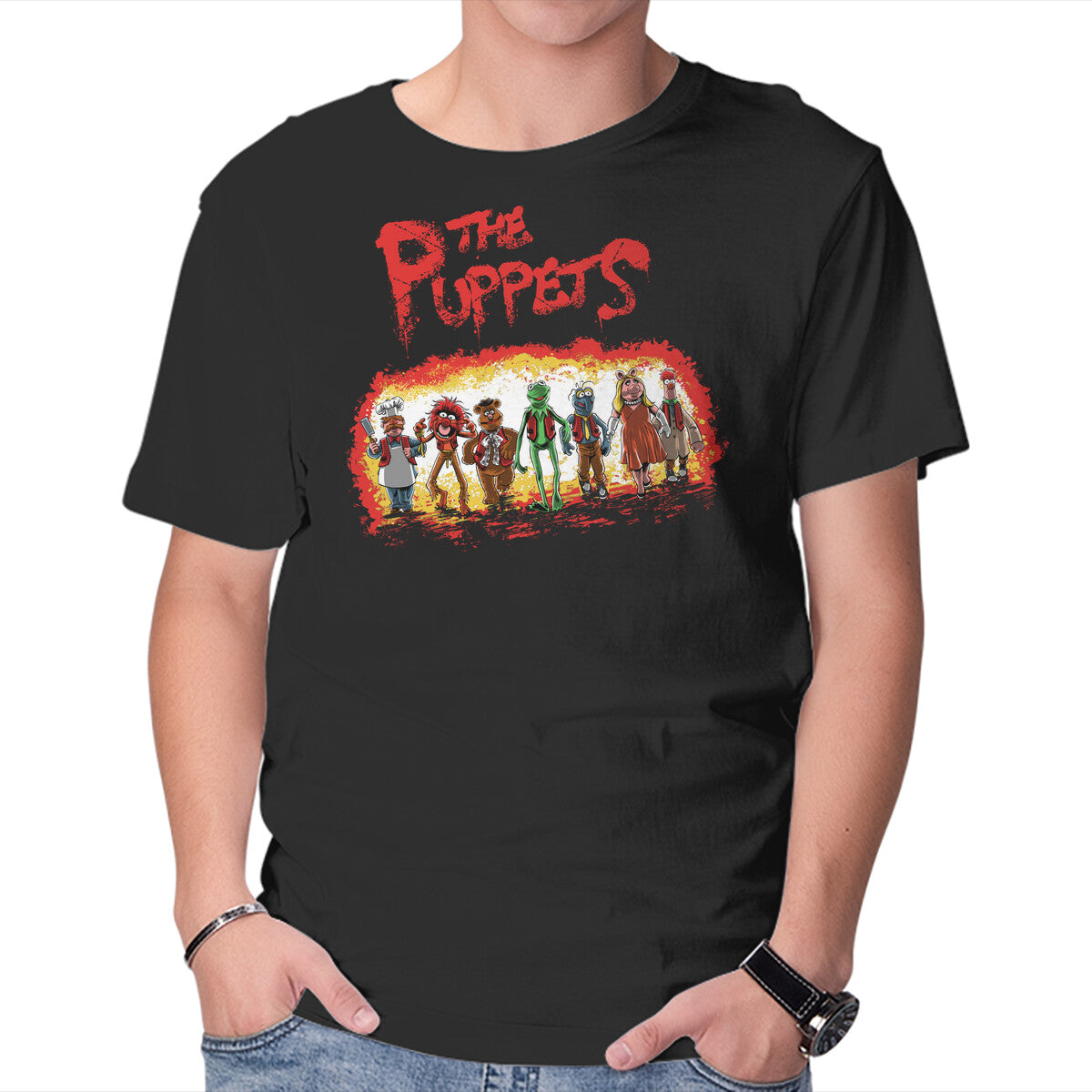 Unisex Crew Neck T-Shirt The Puppets Graphic Short Sleeve Casual Tee XXXL