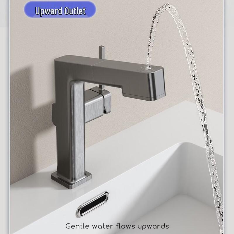 Cream Style Brass Liftable Basin Faucet
