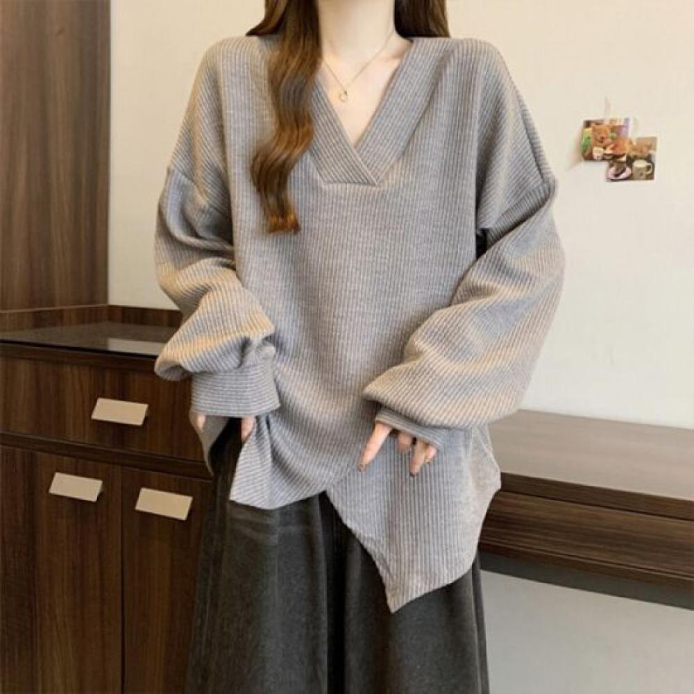 NaVaVa Women Loose Fit V Neck Long sleeVe Sweatshirt Nt2177