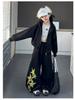 Girls' Spring & Autumn 2025 Set: Korean Style Hooded Jacket with Star Scimitar Pants for Middle & Big Kids