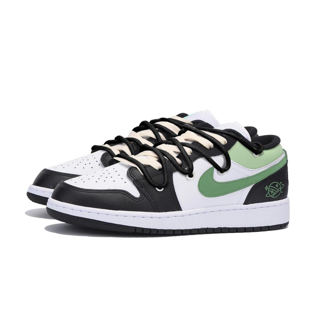 Jordan Air Jordan 1 Abrasion Resistant Low top Vintage Basketball Shoes Men's Black Green 553558-131(Team85-)