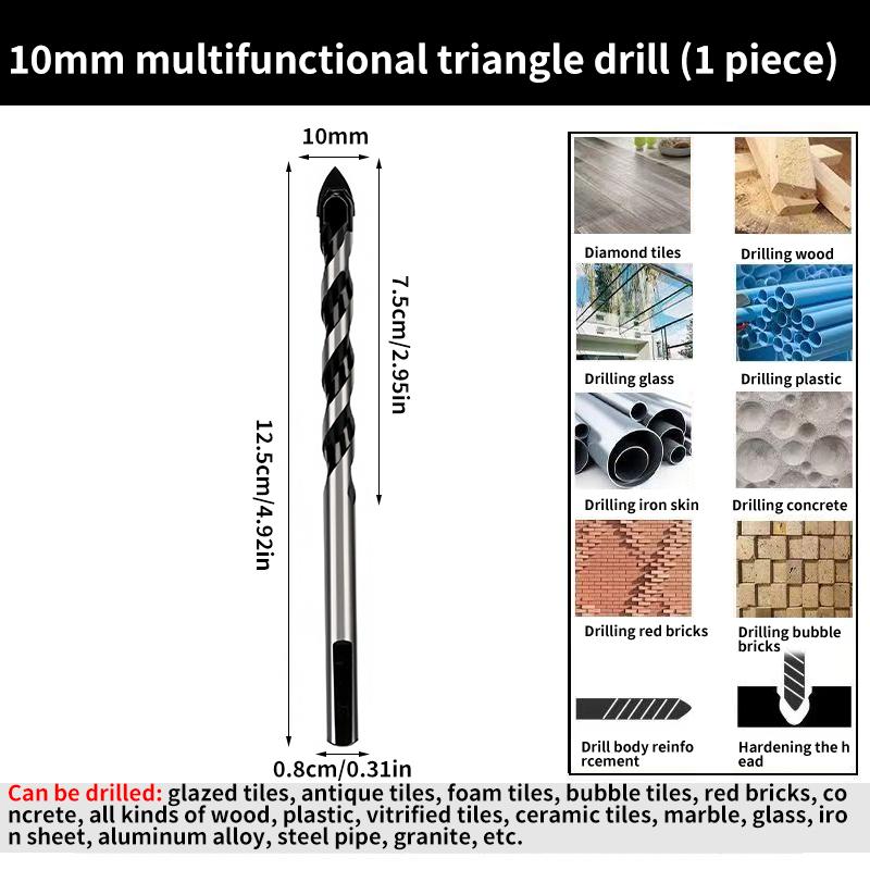 Multi-Functional Triangle Diamond Drill Bit Set – Carbide & Tungsten for Ceramic, Tile, Concrete, Brick, Wood, Glass & Metal