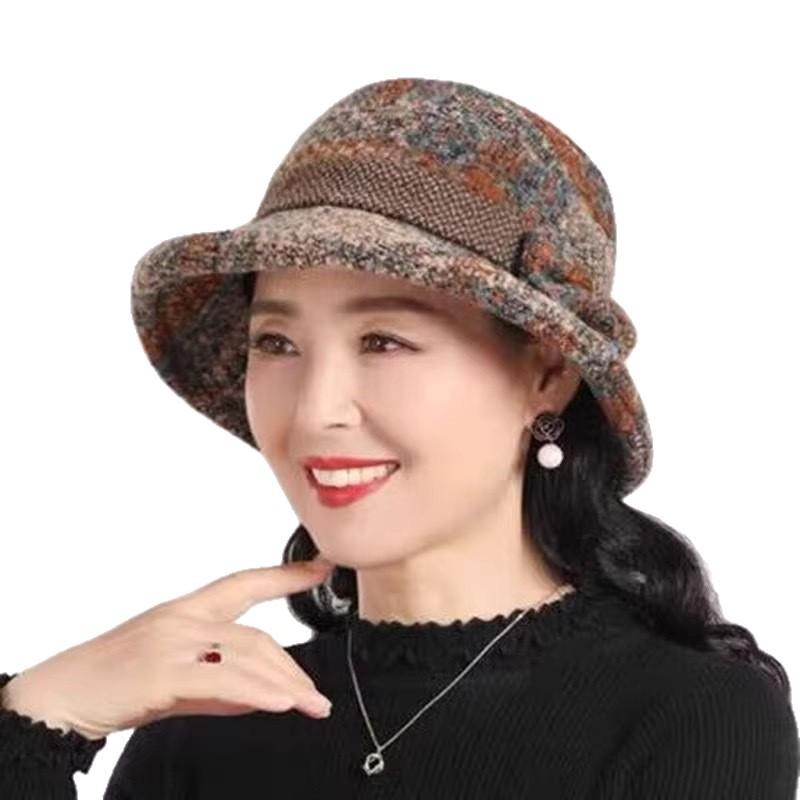 Old Lady Hat Women'S Basin Hat Thickened Warm Mom Bucket Hat Winter Grandma Cold Hat
