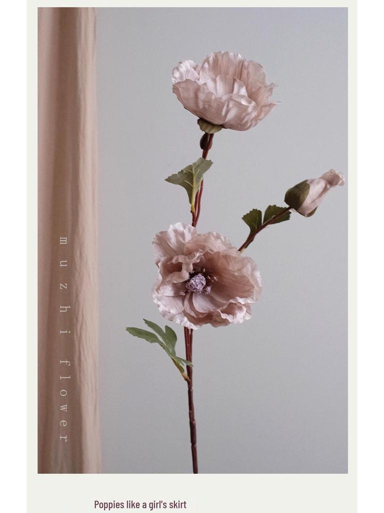 Vallmo Konstblommor - Lyxig Blomsterbukett för Vardagsrumsinredning
