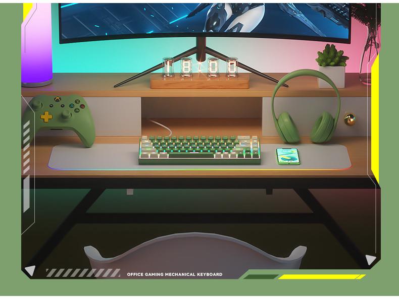 BOW Hot-Swappable Wired Mechanical Gaming Keyboard - Red/Brown Switch, 68-Key Compact Design