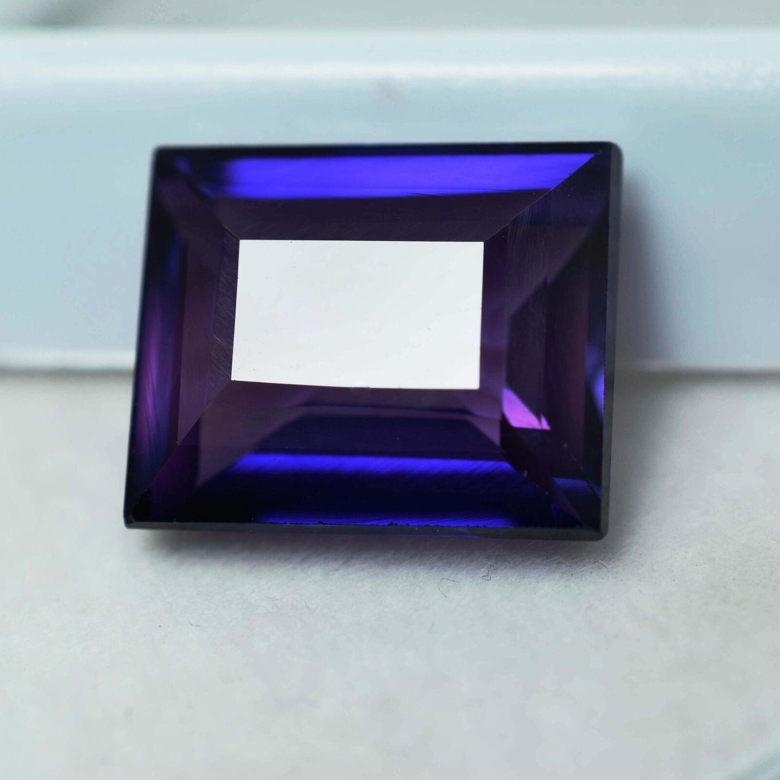 

9.49 Ct Natural PURPLE Tanzanite Emerald Shape CERTIFIED Loose Gemstone S-6711 10.32 mm фіолетовий