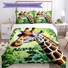 3pcs Custom Name Giraffe Bedding Set Duvet Cover Closure Includes 1 Duvet Cover & 2 Pillowcases, Soft and Comfortable for All Seasons.