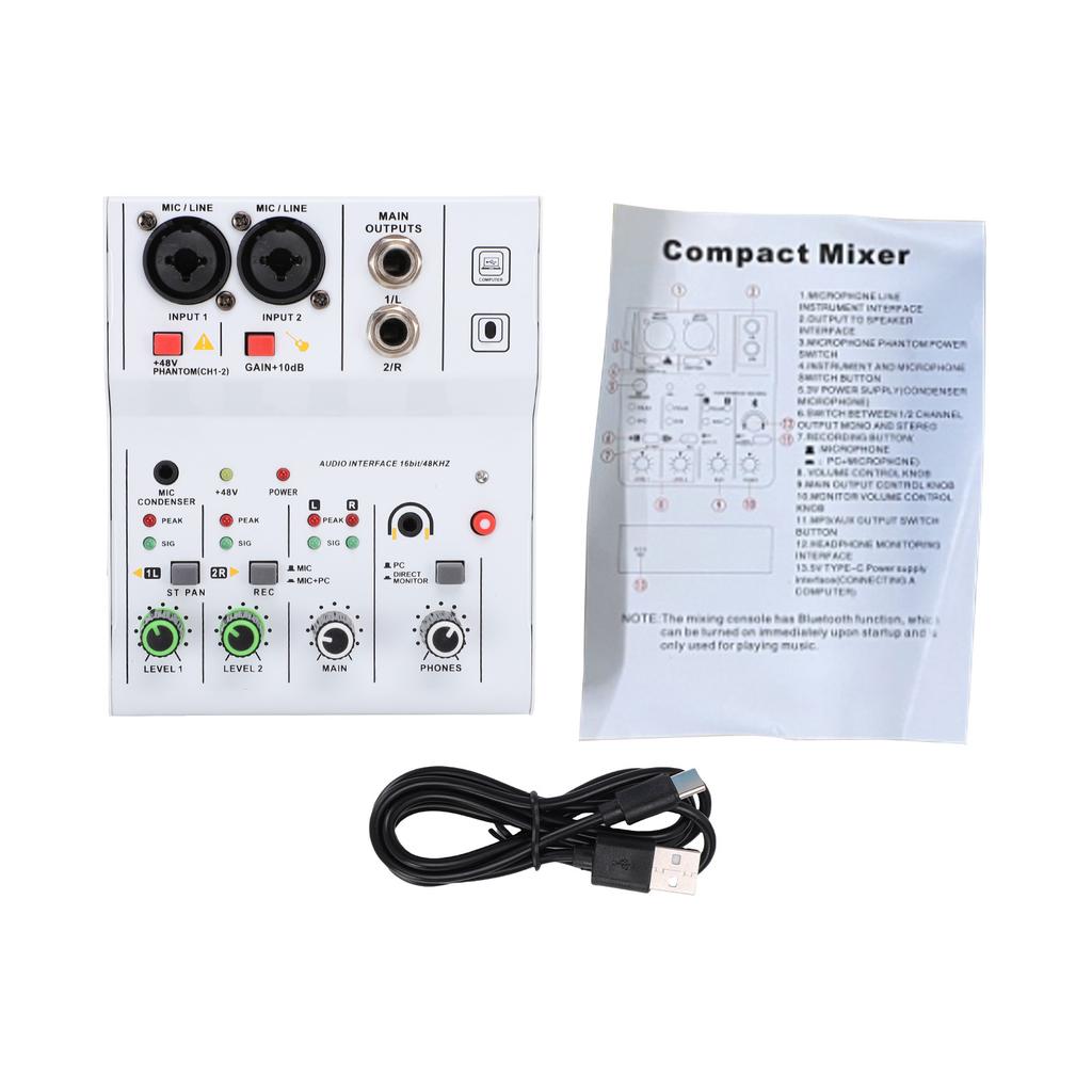 2 Channel Sound Mixer DJ Controller with Multiple Inputs   Power MP3   Output Independent Control Knobs Metal   for Recording Stage Perfor