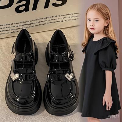 Spring and Autumn Style Medium and Large Children's Soft Sole Princess Shoes Little Girl Performance Shoes British Style Small Leather Shoes