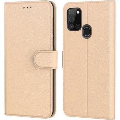 Case - BOOLING - for Samsung A21S - Gold - Shockproof - Soft Leather Effect