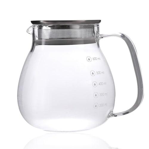 Desirable Jumping Leaf Pot, stovetop safe, with measuring scale, heat-resistant glass, microwave and dishwasher safe, coffee server (660ml teapot)