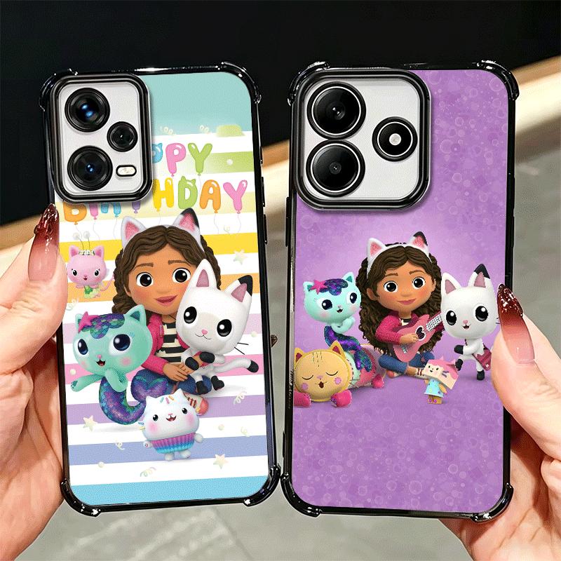 G-Gabbys Dollhouse Cartoon Plating Phone Case For Xiaomi Redmi Note 14 15 Pro Plus 13 12 11 11S 11T 10 9S 9 5G Anti-Fall Airabag