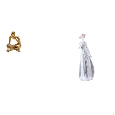 Porcelain Abstract Lady Statue Modern Nordic Girl Figurine for Tabletop Living Room Shelf Office